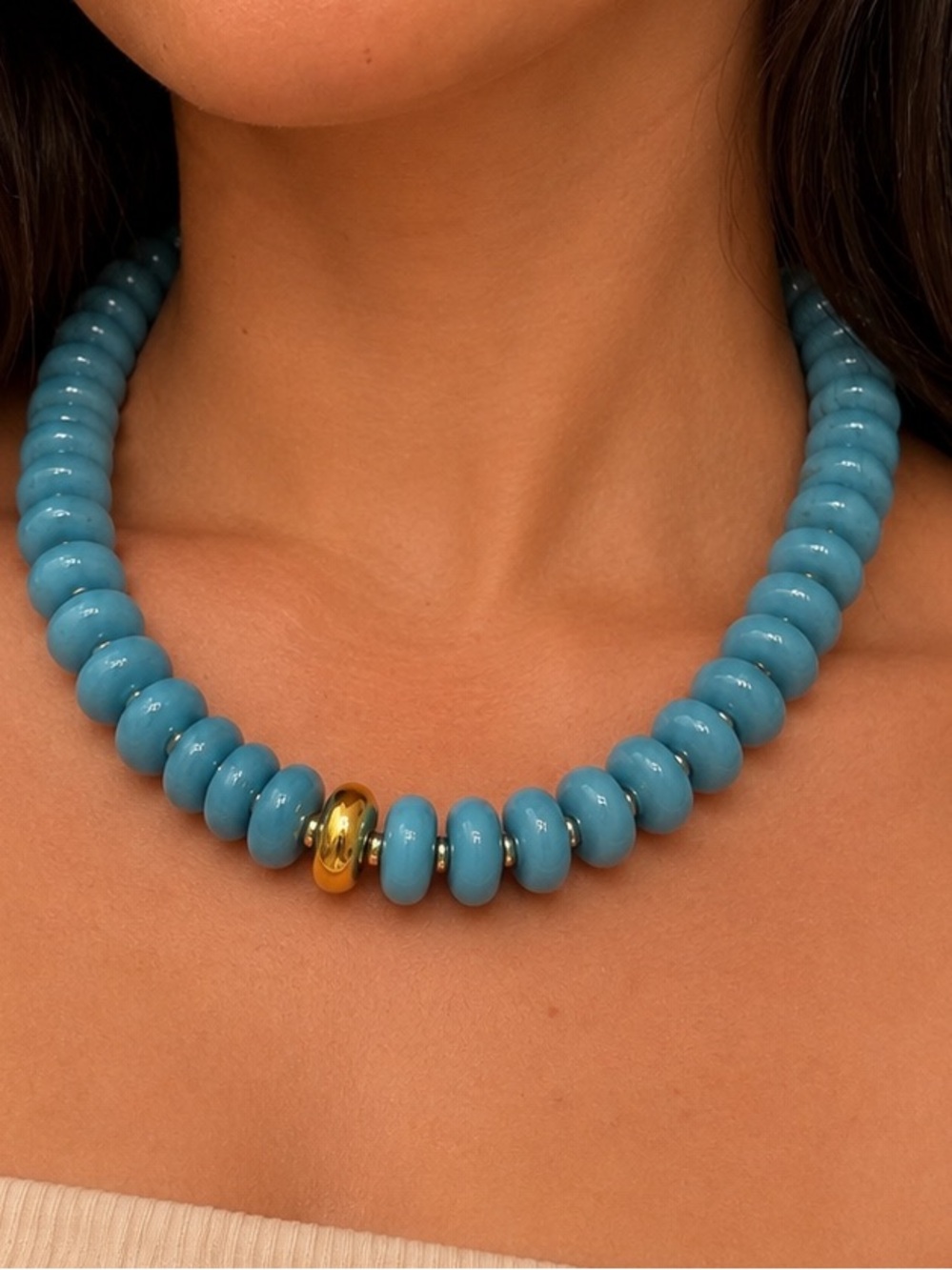 Turquoise  Chunky Beaded Necklace
